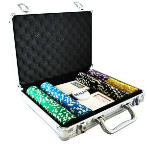 Maletín de 200 fichas de póker "ULTIMATE POKER CHIPS" - versión TORNEO - en ABS con inserciones metálicas de 12 g - con accesori