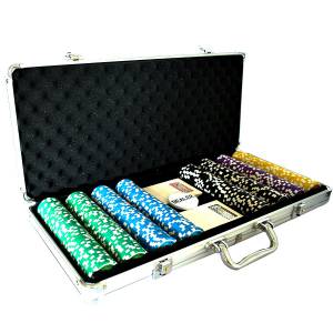 Pokerkoffer met 400 "ULTIMATE POKER CHIPS" - TOURNOI-versie - in ABS met metalen inleg van 12 g - met accessoires.