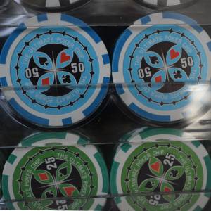 Fågelbur med 1000 pokermarker "ULTIMATE POKER CHIPS" - TURNERINGSversion - ABS-inlägg med metallkärna på 12 g.