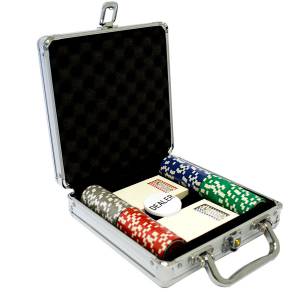 Pokerset med 100 pokermarker "ULTIMATE POKER CHIPS" - CASH GAME-version - ABS-insats med metalliskt inlägg på 12 g - med tillbeh