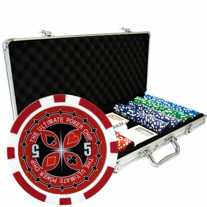 Maleta de 400 fichas de póker "ULTIMATE POKER CHIPS" - versión CASH GAME - en ABS con inserciones metálicas de 12 g - con acceso