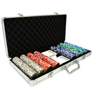 Pokerkoffer met 400 "ULTIMATE POKER CHIPS" - CASH GAME-versie - van ABS met metalen inzetstuk van 12 g - inclusief accessoires.