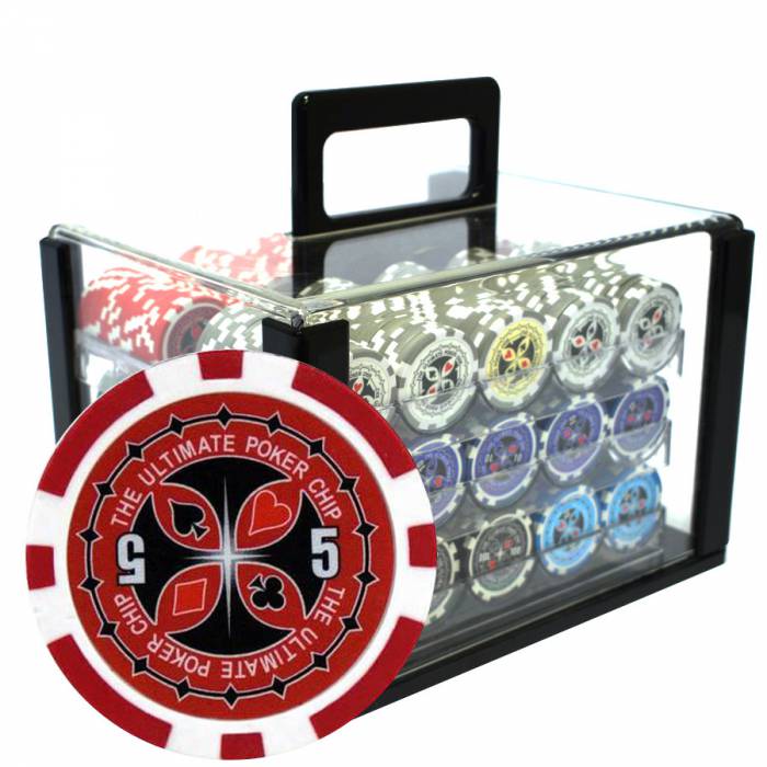 Gabbia per uccelli con 600 gettoni da poker "ULTIMATE POKER CHIPS" - versione CASH GAME - Inserto in ABS metallico da 12 g.