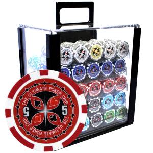 Bird Cage de 1000 jetons de poker "ULTIMATE POKER CHIPS" - version CASH GAME - ABS insert métallique 12 g.