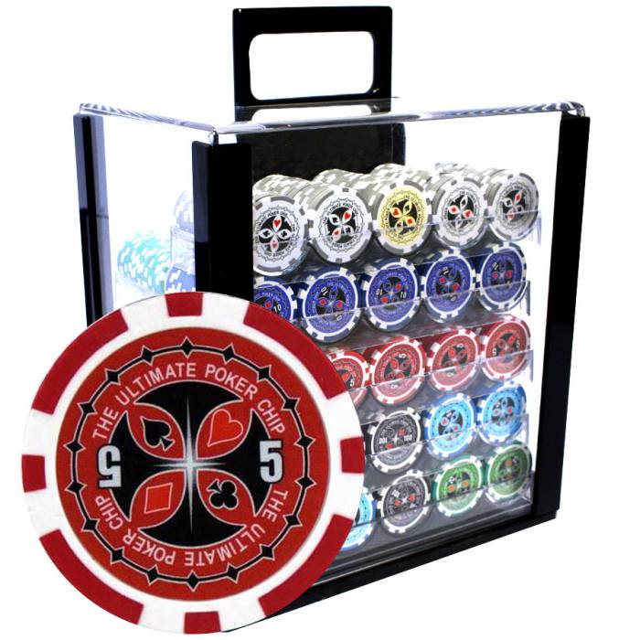 1000 "ULTIMATE POKER CHIPS" Bird Cage - CASH GAME version - ABS 12g metallic insert.