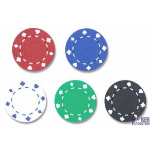 Mala de 500 fichas de poker "SUITED" - em plástico ABS com inserção metálica de 11,5g - com 2 baralhos de cartas e acessórios.