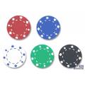 Mala de 500 fichas de poker "SUITED" - em plástico ABS com inserção metálica de 11,5g - com 2 baralhos de cartas e acessórios.