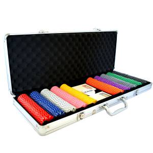 500-delige pokerset "SUITED - COLOR" - in ABS met metalen insert, 12 g - met accessoires.