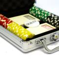 Maletín de 100 fichas de póker "DICE COLOR" - en ABS con inserción metálica de 12 g - con accesorios.
