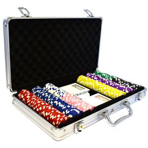 "Pokerkoffer "DICE COLOR" mit 300 Chips - aus ABS-Material mit Metalleinsatz, 12 g - inklusive Zubehör."