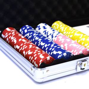 Mala de poker de 400 fichas "DICE COLOR" - em ABS com inserção metálica de 12 g - com acessórios