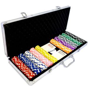 Pokerset "DICE COLOR" mit 500 Pokerchips - aus ABS mit metallischer 12 g Einlage.