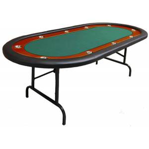 Table de poker NEVADA pliante – 10 joueurs – tapis feutrine - bords mousse et simili cuir – 10 cup holder inox
