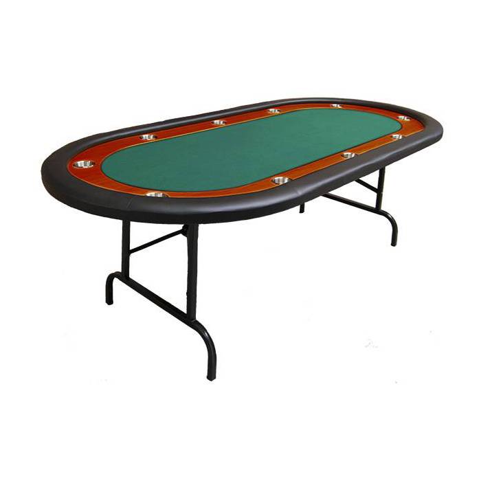 Table de poker NEVADA pliante – 10 joueurs – tapis feutrine - bords mousse et simili cuir – 10 cup holder inox