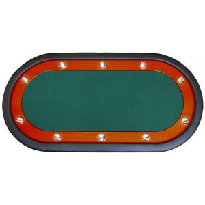 Mesa de póker "NÉVADA GREEN" - patas plegables - racetrack - 10 jugadores - tapete de tela de microfibra - bordes de cuero sinté