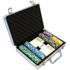Mallette de 200 jetons de poker "WELCOME LAS VEGAS" -version TOURNOI- en ABS insert métallique 12 g - avec accessoires