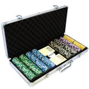 Set di 400 fiches da poker "WELCOME LAS VEGAS" - versione TORNEO - in ABS con inserto metallico da 12 g - con accessori