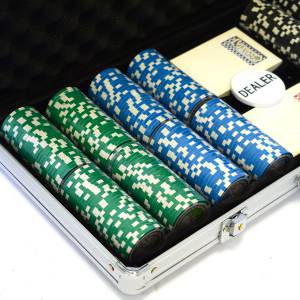 Koffer met 400 pokerchips "WELCOME LAS VEGAS" - toernooiversie - gemaakt van ABS met een metalen inzetstuk van 12 g - inclusief