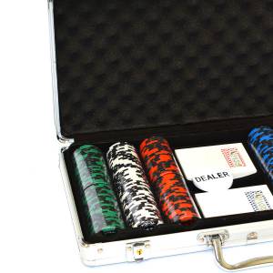 Valigetta da poker "WORLD SERIES" con 300 gettoni - in clay composite da 14 g - con accessori.