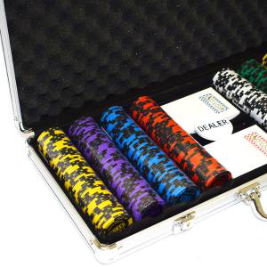 Koffer met 400 pokerschijven "WORLD SERIES" - gemaakt van 14 g klei-composiet - met accessoires