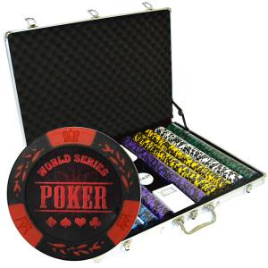 1000 chip poker set "WORLD SERIES" - made of 14 g clay composite - with accessories.