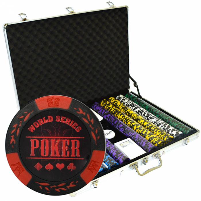 1000 chip poker set "WORLD SERIES" - made of 14 g clay composite - with accessories.