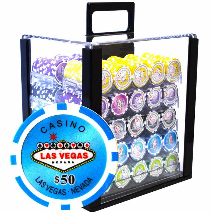 Bird Cage of 1000 "WELCOME LAS VEGAS" poker chips - TOURNAMENT version - 12 g metal ABS insert.