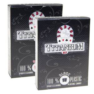 Duo pack Studson "TITANIUM" - 2 juegos de 54 cartas 100% Plástico - formato póker - 2 índices estándar - 2 índices jumbo