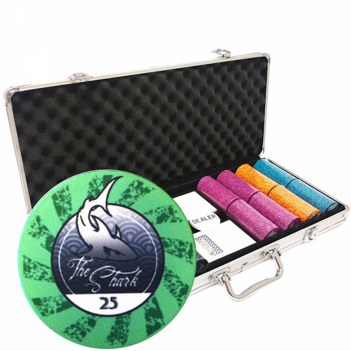 Pokerset mit 400 «THE SHARK»-Pokerchips - aus 10g Keramik EXKLUSIV BEI CARTES PRODUCTION.