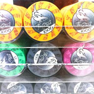 Gaiola de pássaros de 1000 fichas de pôquer "THE SHARK" em cerâmica 10g EXCLUSIVO DA PRODUÇÃO DE CARTAS.