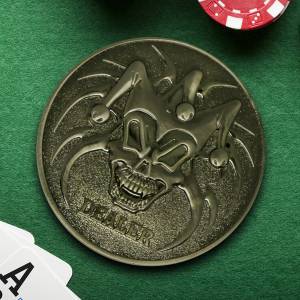 Card guard "TWISTED JOKER" - 45mm - made of metal - LIMITED EDITION.