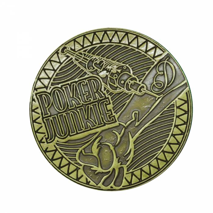 Card guard "POKER JUNKIE" - 45mm - in metal - LIMITED EDITION