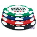 Set of 4 "POKER" coasters - washable - 4 colors - 9.5cm