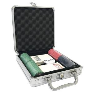 Pokerchipsväska "SPADS VINTAGE" med 100 chips - keramik, 10 g, EXKLUSIVT FRAMSTÄLLD AV CARTES PRODUKTION.