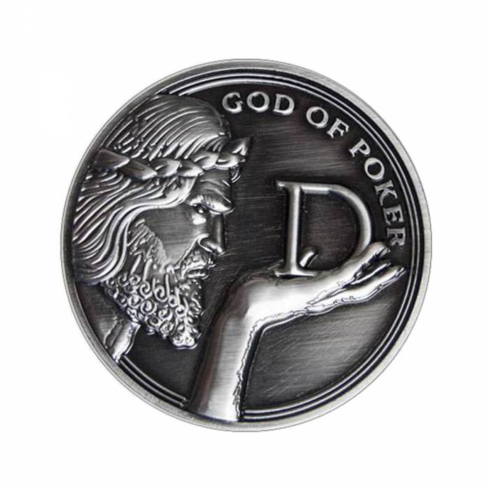 Card guard "GOD OF POKER" - 45mm - aus Metall - LIMITIERTE AUFLAGE