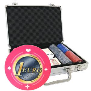 Valigetta da 200 fiches da poker "Serie 1 - Euro" - in ceramica da 10 g  ESCLUSIVA CARTE  PRODUZIONE.