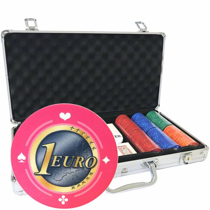 Estuche de 300 fichas de póker "Serie 1 - Euro" - de cerámica de 10 g EXCLUSIVIDAD DE CARTAS PRODUCCIÓN.