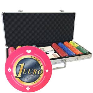 Valigetta da 400 fiches da poker "Serie 1 - Euro" - in ceramica 10 g ESCLUSIVA CARTE PRODUZIONE.