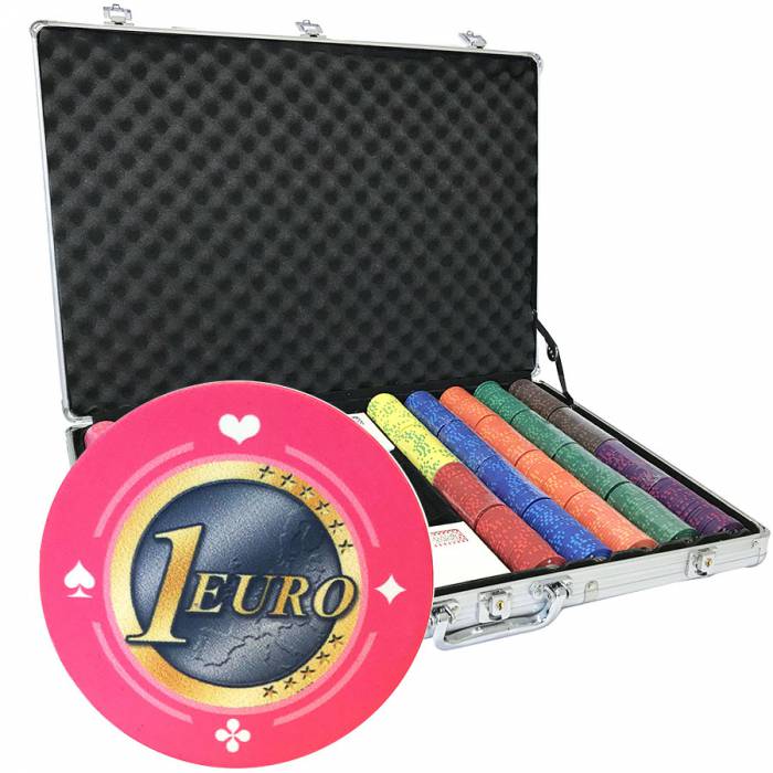 "Set of 1000 poker chips "Series 1 - Euro" - 10g ceramic chips. Exclusive Cards Production."