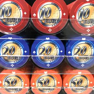 Bird Cage of 1000 "Euro Series 1" Poker Chips - 10 g Ceramic - CARD PRODUCTION EXCLUSIVE