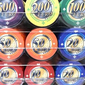 Bird Cage of 600 poker chips "Series 1 - Euro" - in ceramic 10g EXCLUSIVE CARDS PRODUCTION.