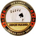 Card-Guard "HIGH HAND" - brass - 50mm in diameter.