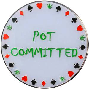 Card-Guard "POT COMMITTED" - in metallo - 2 facce diverse - diametro di 50 mm