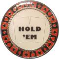 Card-Guard "HOLD'EM FOLD'EM" - made of metal - 2 different faces - 50mm in diameter.