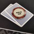 Stróż kart "HOLD'EM FOLD'EM" - metalowy - 2 różne strony - średnica 50mm