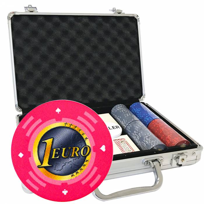 Valigetta da poker da 200 fiches "Serie 2 - Euro" - in ceramica 10 g ESCLUSIVA CARTE PRODUZIONE