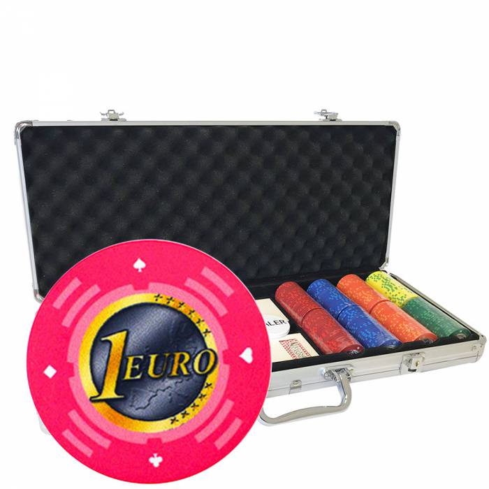 Pokerkoffer mit 400 Chips "Serie 2 - Euro" - aus 10 g Keramik EXKLUSIV BEI CARTES PRODUCTION.