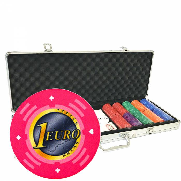 Valigetta da poker con 500 fiches "Serie 2 - Euro" - in ceramica da 10 g ESCLUSIVA CARDS PRODUCTION.