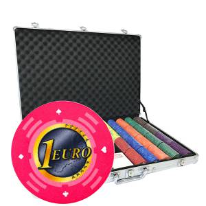 Koffer mit 1000 Pokerchips "Serie 2 - Euro" - aus 10 g Keramik EXKLUSIV VON CARTES PRODUCTION