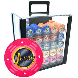 Bird Cage of 1000 poker chips "Series 2 - Euro" - in ceramic 10 g EXCLUSIVE CARDS PRODUCTION.